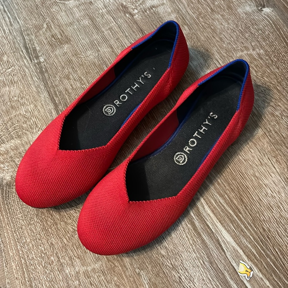 Rothy’s red rounded toe the flat ballet shoes womens 10.5 EUC